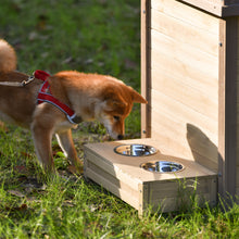 Load image into Gallery viewer, 31.5” Wooden Dog House Puppy Shelter Kennel Outdoor & Indoor Dog crate, with Flower Stand, Plant Stand, With Wood Feeder