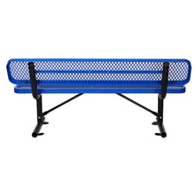 Load image into Gallery viewer, 6 ft. Outdoor Steel Bench with Backrest BLUE