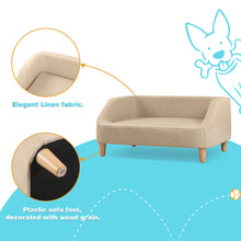 Load image into Gallery viewer, 32" Beige Pet Sofa, Dog Sofa, Cat sofa, Cat Bed, Pet Bed, Dog Bed, Cat Bed, rectangle sofa with movable cushion, with wood style foot