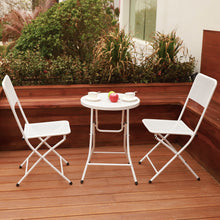 Load image into Gallery viewer, 3-Piece Patio Bistro Set, Metal Folding Outdoor Patio Furniture Sets, Stainless Steel Patio Conversation Set with Folding Patio Round Table and Chairs for Yard, Garden or Balcony