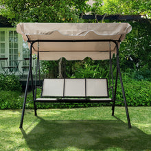 Load image into Gallery viewer, 3-Seater Outdoor Adjustable Canopy Porch Swing Chair for Patio, Garden, Poolside, Balcony w/Armrests, Textilene Fabric, Steel Frame