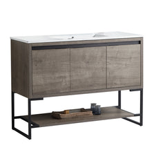 Load image into Gallery viewer, 48 inch Bathroom Vanity with Sink, Freestanding Bathroom Vanities with Soft Close Doors and Open Shelf Combo with Single Ceramic Sink for Bathroom (48inch, Plaid Grey Oak)