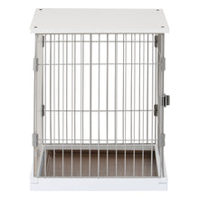 Load image into Gallery viewer, 34" Length Elegant Wooden Structure White Dog Cage Crate, End Table with movable salver, Decorative Dog House Cage Indoor Use, Furniture style, with wide table top.
