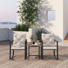 Load image into Gallery viewer, 3 Pieces Patio Set Outdoor Patio Furniture Sets Modern Rocking Chair Furniture Sets Clearance Cushioned Chairs Conversation Sets with Coffee Table for Yard and Bistro (Beige)