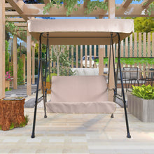 Load image into Gallery viewer, 2-Seat Outdoor Patio Porch Swing Chair, Porch Lawn Swing With Removable Cushion And Convertible Canopy, Beige