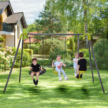 Load image into Gallery viewer, 3 in 1 Metal Swing Set for Backyard, Heavy Duty A-Frame, Height Adjustment