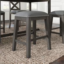Load image into Gallery viewer, TOPMAX Rustic Farmhouse Dining Room Wooden Stools with Trim, Set of 2 ,Gray