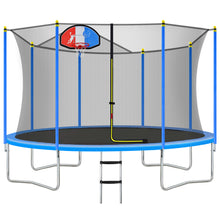 Load image into Gallery viewer, 14FT Trampoline for Kids with Safety Enclosure Net, Basketball Hoop and Ladder, Easy Assembly Round Outdoor Recreational Trampoline