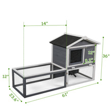 Load image into Gallery viewer, 2-Tier Rabbit Hutch with Large Removable Run, Outdoor Bunny Cage for Backyard, Solid Wood Pet House, Gray and White