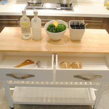 Load image into Gallery viewer, Kitchen Island & Kitchen Cart, Rubber Wood Top, Mobile Kitchen Island with Two Lockable Wheels, Simple Design for Easy Storing and Fetching, Two Drawers Give Unique Storage for Special Utensil.
