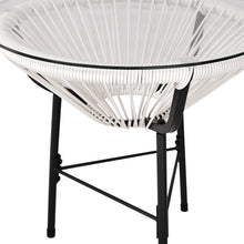 Load image into Gallery viewer, 3 Pieces Patio Furniture Set Outdoor All Weather Hand-Woven PE Rattan Conversation Bistro Sets 2 Chairs with Glass Top Coffee Table Sets for Backyard, Livingroom, Balcony (White)
