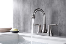 Load image into Gallery viewer, 2-Handle 4-Inch Brushed Nickel Bathroom Faucet, Bathroom Vanity Sink Faucets with Pop-up Drain and Supply Hoses