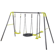 Load image into Gallery viewer, 3 in 1 Metal Swing Set for Backyard, Heavy Duty A-Frame, Height Adjustment