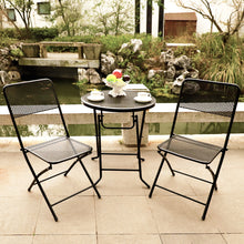 Load image into Gallery viewer, 3-Piece Patio Bistro Set, Metal Folding Outdoor Patio Furniture Sets, Stainless Steel Patio Conversation Set with Folding Patio Round Table and Chairs for Yard, Garden or Balcony