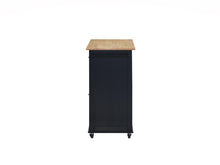 Load image into Gallery viewer, 1-Pc Grady Cottage Style Kitchen Island Storage Cart Natural Finish Top Black Color