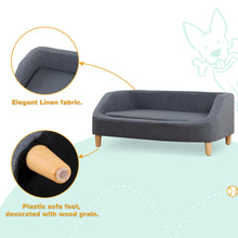 Load image into Gallery viewer, 37" GRAY Pet Sofa, Dog Sofa, Cat sofa, Cat Bed, Pet Bed, Dog Bed, Cat Bed, rectangle sofa with movable cushion, with wood style foot