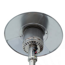 Load image into Gallery viewer, 46000BTU Propane Stainless Steel Mushroom Outdoor Patio Heater with Hollow Pattern on Tank housing, with Two Smooth-rolling Wheels,with Hose Set,with Black Cover,Pole in Two Pieces(Upper and Bottom)