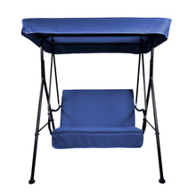 Load image into Gallery viewer, 2-Seat Outdoor Patio Porch Swing Chair, Porch Lawn Swing With Removable Cushion And Convertible Canopy, Blue