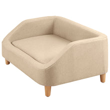 Load image into Gallery viewer, 32" Beige Pet Sofa, Dog Sofa, Cat sofa, Cat Bed, Pet Bed, Dog Bed, Cat Bed, rectangle sofa with movable cushion, with wood style foot