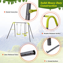 Load image into Gallery viewer, 2 in 1 Metal Swing Set for Backyard, Heavy Duty A-Frame, Height Adjustment