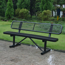 Load image into Gallery viewer, 6 ft. Outdoor Steel Bench with Backrest BLACK