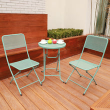 Load image into Gallery viewer, 3-Piece Patio Bistro Set, Metal Folding Outdoor Patio Furniture Sets, Stainless Steel Patio Conversation Set with Folding Patio Round Table and Chairs for Yard, Garden or Balcony