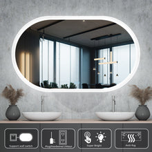 Load image into Gallery viewer, 24*40 Inch Bathroom Mirror with Lights, Anti Fog Dimmable LED Mirror for Wall Touch Control, Frameless Oval Smart Vanity Mirror Horizontal Hanging