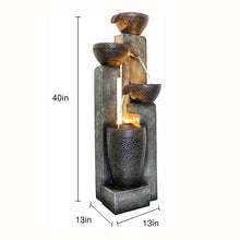 Load image into Gallery viewer, 4-Tier Pots Outdoor Floor Fountain Outdoor Water Fountain for Garden with LED