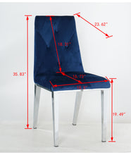 Load image into Gallery viewer, Modern luxury home furniture dinning room chairs chrome legs Blue velvet fabric dining chairs(Set of 2)