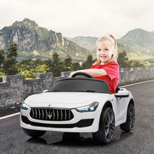 Load image into Gallery viewer, Maserati-Licensed 12V Kids Ride On Car, Electric Vehicle with Remote Control, MP3, USB, Music, Horn, LED Lights, Openable Doors, White