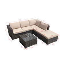 Load image into Gallery viewer, 4-Piece Patio Wicker Furniture Set Outdoor Rattan Sectional Sofa, All-Weather Brown Wicker Rattan Chair with Tempered Glass Table