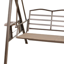 Load image into Gallery viewer, 3-Seat Outdoor Patio Porch Swing Chair, Adjustable Canopy Swing Glider with Weather Resistant Steel Frame, Adjustable Tilt Canopy,Removable Cushions and Pillow Included for Backyard,Beige