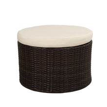 Load image into Gallery viewer, TOPMAX Patio Furniture Round Outdoor Sectional Sofa Set Rattan Daybed Sunbed with Retractable Canopy, Separate Seating and Removable Cushion (Beige)