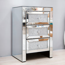 Load image into Gallery viewer, Mirrored Night Stand Bedside Tables Drawer Crystal Diamond Bedside Table Bedroom Furniture with 3-Drawers-Bedside Storage Cabinet Silvery