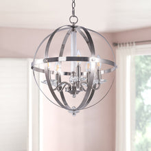Load image into Gallery viewer, 5-Light Candle Style Globe Chandelier Vintage Silver