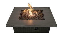 Load image into Gallery viewer, 50,000 BTU 32inch Square Outdoor Propane Fire Pits Table, Gray Wood Grain Table Top with Lid, ETL Certification, for Garden Poolside Patio Backyard Deck