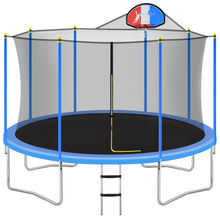 Load image into Gallery viewer, 14FT Trampoline for Kids with Safety Enclosure Net, Basketball Hoop and Ladder, Easy Assembly Round Outdoor Recreational Trampoline