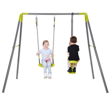 Load image into Gallery viewer, 2 in 1 Metal Swing Set for Backyard, Heavy Duty A-Frame, Height Adjustment
