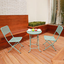 Load image into Gallery viewer, 3-Piece Patio Bistro Set, Metal Folding Outdoor Patio Furniture Sets, Stainless Steel Patio Conversation Set with Folding Patio Round Table and Chairs for Yard, Garden or Balcony