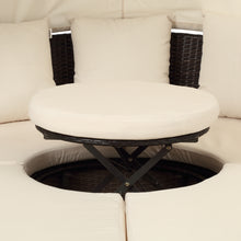 Load image into Gallery viewer, TOPMAX Patio Furniture Round Outdoor Sectional Sofa Set Rattan Daybed Sunbed with Retractable Canopy, Separate Seating and Removable Cushion (Beige)