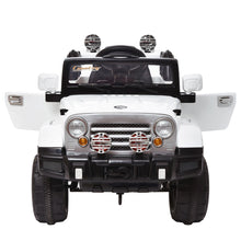 Load image into Gallery viewer, 12V Kids Ride On Car Truck, Battery Powered Vehicle with Remote Control, LED Lights, MP3 Music, Horn, Openable Doors, Spring Suspension, Toy Gift for Children, White