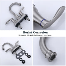 Load image into Gallery viewer, 2-Handle 4-Inch Brushed Nickel Bathroom Faucet, Bathroom Vanity Sink Faucets with Pop-up Drain and Supply Hoses