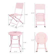 Load image into Gallery viewer, 3-Piece Patio Bistro Set, Metal Folding Outdoor Patio Furniture Sets, Stainless Steel Patio Conversation Set with Folding Patio Round Table and Chairs for Yard, Garden or Balcony