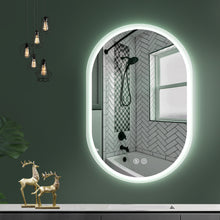 Load image into Gallery viewer, 32X20 Inch Bathroom Mirror with Lights, Anti Fog Dimmable LED Mirror for Wall Touch Control, Frameless Oval Smart Vanity Mirror Vertical Hanging