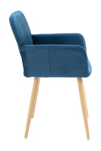 Load image into Gallery viewer, Velet Upholstered Side Dining Chair with Metal Leg(Blue velet+Beech Wooden Printing Leg),KD backrest