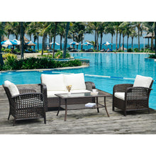 Load image into Gallery viewer, 4 Pieces Outdoor Patio Furniture Sets Rattan Chair with coffee table Wicker Set, Outdoor Indoor Use Backyard Porch Garden Poolside Balcony Furniture Sets (Brown)