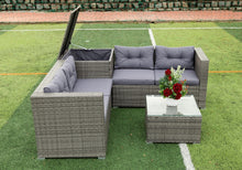 Load image into Gallery viewer, 4 Piece Patio Sectional Wicker Rattan Outdoor Furniture Sofa Set with Storage Box Grey