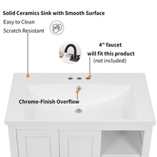 Load image into Gallery viewer, 30" Single Bathroom Vanity Top with White Basin, 3-Faucet Holes, Ceramic