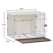Load image into Gallery viewer, 34" Length Elegant Wooden Structure White Dog Cage Crate, End Table with movable salver, Decorative Dog House Cage Indoor Use, Furniture style, with wide table top.