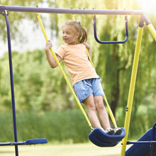 Load image into Gallery viewer, 5 in 1 Outdoor Tolddler Swing Set for Backyard, Playground Swing Sets with Steel Frame, Swing n\' Silde Playset for Kids with Seesaw Swing, Basketball Hoop